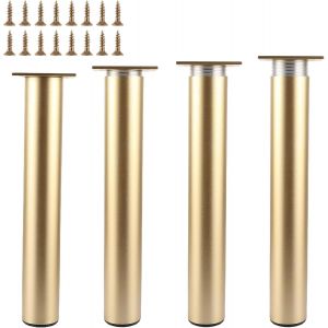 Mevronisshop-4 Pied De Meuble Doré, 25cm Pied Meuble Doré Reglable, Pied De Table Or Avec Vis, Pied De Meuble Salle De Bain, Pieds Canapé, Pied De Meuble Cuisine Pour Canapé, Meuble Tv, Table De Chev - Neuf