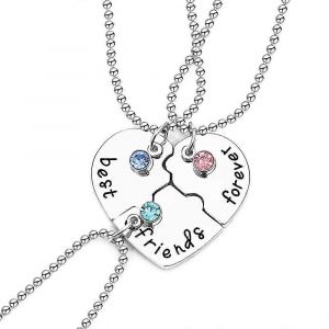 3pcs Meilleur Ami Love Heart Collier Set Meilleures Femmes Alloy Pendentif - Neuf