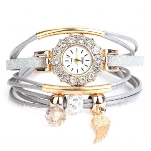 Duoya Femmes Perle Pendentif D&eacute;coration Bracelet Montre-Bracelet Cha&icirc;ne Robe Montre &Agrave; Quartz (Marron) - Neuf