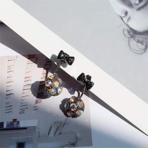 Cristal Avant Noeud Papillon Et Dos Fleur Oreille Stud Simple Sweet Alloy Dangle Boucle D'oreille (Couleurs) - Neuf