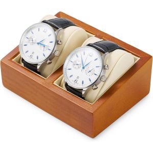 Kal-Boîte De Rangement Pour Montres Avec Coussin, Support De Montre Simple, Design À Double Trou, En Bois, Cadeau Parfait Pour Vos Amis, Pour Le Bureau, La Chambre À Coucher, La Garde-Robe, Les Magas - Neuf
