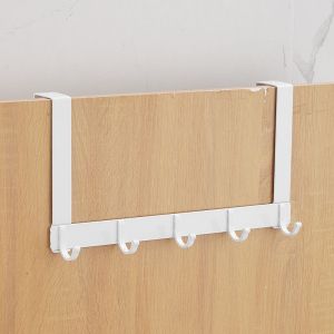 (Blanc) Newaner Crochet de porte avec 5 crochets, porte-manteau de porte, crochet de porte en aluminium sans perçage, convient pour porte de salle de bain, porte de chambre, porte de cuisine - Neuf
