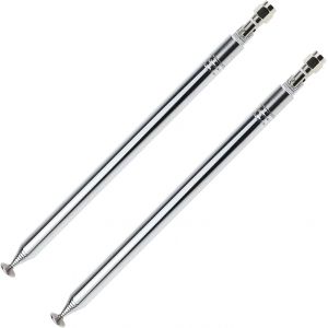 Lot De 2 Antennes T&eacute;lescopiques 10 Sections 200-1200 Mm De Diam&egrave;tre 10 Mm Dab Fm Antenne De Remplacement Pour Radio Tv Vhf/Uhf Syst&egrave;me Sans Fil En Acier Inoxydable, Argent - Neuf