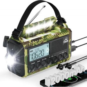 Am/Fm/Sw-Radio De Chantier-Radio D'Urgence-Radio Solaire Portable-Lampe De Poche Et Lampe De Lecture-Écran Lcd-Usb-Alarme Sos-Manivelle-Équipement D'Urgence Pour L'Extérieur,Le - Neuf
