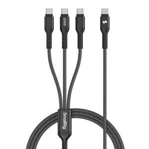 JGD-C&acirc;ble de charge USB C 3 en 1, charge rapide de 100 W et transfert de donn&eacute;es USB 2.0, c&acirc;ble de charge rapide durable avec 3 connecteurs de type C, pour tablettes iPhone 16 15 pour Samsung, 4 - Neuf