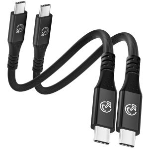 TRAHOO-C&acirc;ble USB C vers USB C Court [30CM/Lot de 2], Flexible C&acirc;ble USBC 3.2 Gen2 20 Gbps Charge Rapide, Chargeur Rapide Soft PD 240 W Type C vers C, Vid&eacute;o 5K/4K@60Hz, pour iPhone 17 16, MacBook, iPa - Neuf