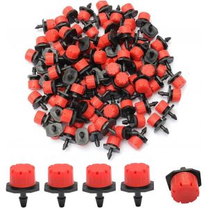 Goutteurs Réglables d'Irrigation, 100 Pièces Goutteur Irrigation, Irrigation Drippers Goutte Goutteurs, Réglable à 360 Degrés, 8 Trous, Pour Tuyau De 4/7mm 1/4 "", Pour Parterres De Fleurs, Jardins - Neuf