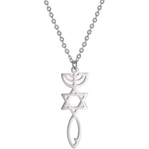 Tianyi-Hanoukka Menorah &Eacute;toile De David Collier En Acier Inoxydable Pour Femmes Sceau Messianique Mezuzah &Eacute;toile H&eacute;breu Chandelier Pendentif Colliers Alliance Bijoux Religieux Cadeaux - Neuf