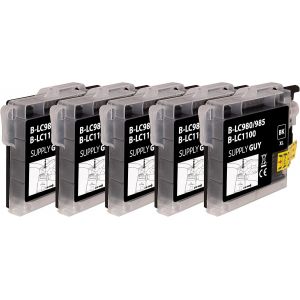 5 Cartouches d'encre Compatible avec Brother LC-985 Noir pour DCP-J125 DCP-J140w DCP-J315w DCP-J515w MFC-J220 MFC-J265w MFC-J410 MFC-J410 Series MFC-J415w - Neuf