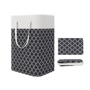 Panier &agrave; linge pliable 75 L avec rev&ecirc;tement imperm&eacute;able - Noir - Neuf