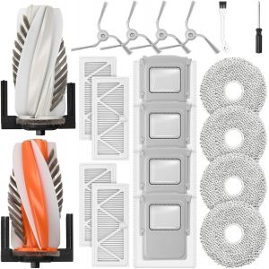 Lot de 20 accessoires pour robot aspirateur DJI ROMO P/Romo S/RomoA, 2 brosses principales, 4 sacs &agrave; poussi&egrave;re, 4 tampons de nettoyage, 4 filtres HEPA, 4 brosses lat&eacute;rales, 1 brosse de nettoyage - Neuf