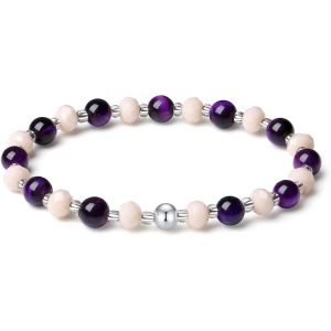 Eryi-Original Bijoux 6mm Cristaux Pierre Naturelle Extensible Bracelet D'énergie En Pierre Précieuse Sphère En Platine Véritable Bijoux Pour Dames - Neuf