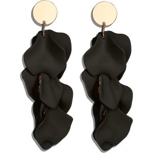 Kal-Boucles D'oreilles Boho &Agrave; Clip Pour Femmes Boucles D'oreilles Pendantes En Acrylique Avec P&eacute;tales De Rose Color&eacute;s Et Non Perc&eacute;s Boucles D'oreilles Pendantes Avec P&eacute;tales De Fleurs - Neuf