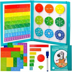 MDY-Fraction Game, Jeu Magnétique de Fractions, Jeu de Fractions Magnétiques, Jeux éducatifs Mathématiques, Fractions Magnétiques, Jouet Mathématiques Montessori, à Partir de 7 Ans - Neuf