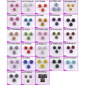 Lot De 10 Perles Shamballa Strass Cristal Bracelet 10 Mm Diamant - Neuf