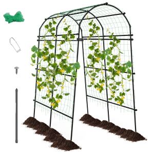 Arche De Jardin Pour Plantes Grimpantes 181 X 110-160 X 230 Cm R&eacute;sistance Au Vent Assemblage Facile En M&eacute;tal Noir Helloshop26 20_0019213 - Neuf