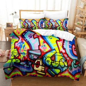 Parure De Lit Hippie Graffiti, Housse De Couette Style Hip-Hop, King Size, Queen Size, Pour Enfants, Garcon S Et Jeunes, Housse De Couette, Art De Rue Moderne - Neuf