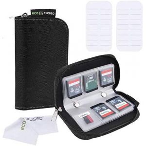 &Eacute;tui pour Cartes M&eacute;moire - Convient pour jusqu'&agrave; 22x SD, SDHC, Micro SD, Mini SD et 4X CF - Porte-Cartes avec 22 Emplacements (Noir - Lot de 2) - Neuf
