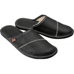 Kalanka-Chaussons Hommes Pantoufle Chausson Homme Cuir Mules Pantoufles M55 - Neuf