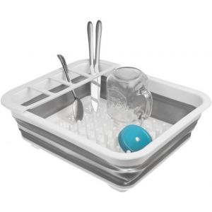 Eryi-.- Égouttoir À Vaisselle Pliable Avec Plusieurs Compartiments - Support Vaisselle Et Couverts En Silicone, Pp Et Tpr - Polyvalent, Pratique, Durable - 36x31cm, Gris Blanc - Neuf