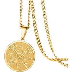 Kal-Collier Oeil Maléfique Ankh Pentagramme Spirale Valknut Protection Amulette Collier N?ud De Sorcières Celtiques Collier Oeil Maléfique Bijoux Cadeau Pour Femmes - Neuf