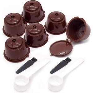 Paquet de 6 pour Dolce Gusto Tasse filtre &agrave; capsule de caf&eacute; rechargeable r&eacute;utilisable avec 2 cuill&egrave;res &agrave; caf&eacute; et 2 brosses - Neuf