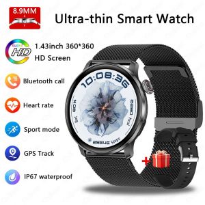 Montre Connectée Pour Hommes Et Femmes,Avec Appels Bluetooth,Cadran Personnalisé,Moniteur D'Activité Physique,De Fréquence Cardiaque,Pour Android Et Ios,Nouvelle Collection 2025.Black Mesh Belt. - Neuf
