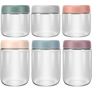 Mevronisshop-6 Pièces Pots D'avoine De Nuit,Bocaux En Verre Hermétique,Mason Jar Pour Avoine Nocturnes,Pour Yaourt,Pudding,Porridge,L'avoine,Salade - Neuf