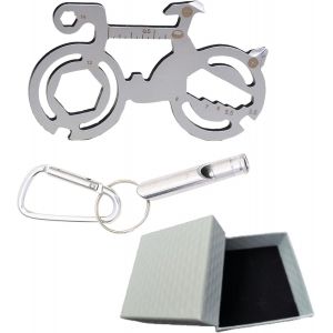 Sept-Outil Multifonction V&eacute;lo 10 En 1,Porte Cle Velo Avec Siffler,Ouvre-Bouteille,Ouvre Bouteille Velo,Multitool Velo Compact En Alliage D'aluminium Pour Randonn&eacute;e Vtt,Cadeau Cycliste&iquest;Argent&iquest; - Neuf