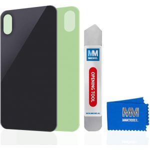 MEVRONISSHOP-Vitre arri&egrave;re de Rechange Compatible avec iPhone XS Max - 6,5"" - Coque arri&egrave;re en Verre v&eacute;ritable - avec Outil d'ouverture et adh&eacute;sif - Gris sid&eacute;ral - Neuf