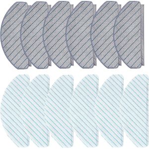 12Pièces Chiffon De Vadrouille pour ECOVACS DEEBOT OZMO T10/T10 Plus aspirateur pièce de rechange,6 Chiffons Lavables en Microfibre + 6 Chiffons Jetables - Neuf