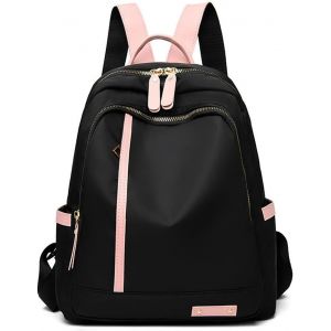 nzqaf-Sac à Dos Femme, Sacs a Main de Voyage Elegant Mini Sac Bandoulière Portés en Cuir PU Nylon Noir, Fille Petit Antivol Pour Ordinateur Portable, Ados Loisir Vintage pour Sport Travail - Neuf