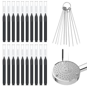 30pcs Kit Nettoyant Pommeau de Douche, Brosse Nettoyage Pommeau de Douche Multi-Tailles Brosse de Nettoyage Anti-Colmatage pour Salle de Bain Petit Trou Espace Buse Fente de Fen&ecirc;tre (Noir) - Neuf