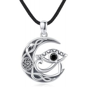 Collier ?il D'horus &Eacute;gyptien En Argent Sterling Antique ?il De Ra Horus Symbole De Protection Amulette De Protection Bijoux Copte Cadeau Pour Homme Et Femme,Argent Sterling - Neuf