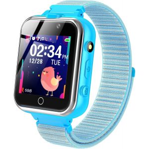 Montre Intelligente Enfant, Écran Tactile Smartwatch Téléphone Pédomètre Mode Scolaire Lampe de Poche Calculatrice SOS Réveil, Garçons Filles Étudiant Cadeau d'anniversaire, Bleu - Neuf