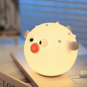 Veilleuse Bébé Poisson-Globe, Veilleuse Enfant Rechargeable 7 Changements De Lumière, Minuterie Lampe De Chevet Enfant, Veilleuse Silicone Souple Decoration Chambre Bebe, Cadeau Bebe Fille Garcon - Neuf