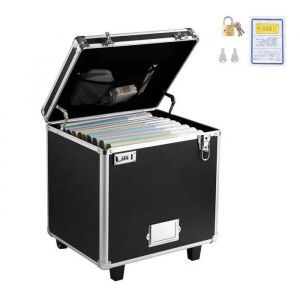 Bo&icirc;te de Rangement pour Dossiers avec Roulettes-Duoku-39,6 x 32 x 38,1 cm-Mallette Verrouillable Portable avec Poign&eacute;e T&eacute;lescopique - Neuf