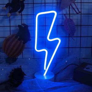 Neon Light,Led Lightning Sign En Forme De Lumière Décor,Décoration Murale Pour Noël,Fête D'anniversaire,Chambre D'enfants,Salle De Séjour,Décoration De Fête De Mariage(Bleu) - Neuf