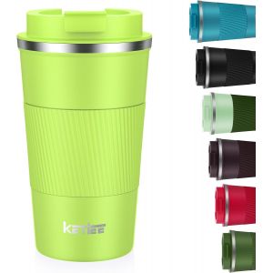 Eryi-Tasse De Voyage Isotherme Avec Couvercle Anti-Fuite, Réutilisable, À Double Paroi En Acier Inoxydable Pour Boissons Chaudes Et Froides, 510 Ml, Vert Gazon - Neuf