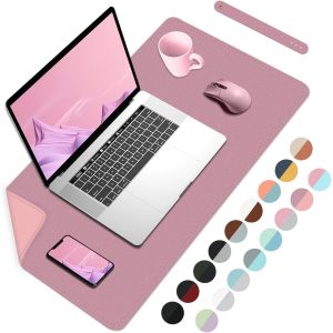KALANKA-Sous-main double face, sous-main imperméable en cuir PU, grand tapis de souris pour bureau/maison - violet+rose, 60 x 35 cm - Neuf