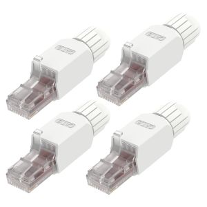 KAL-Connecteur Rj45 Sans Outil, Fiche De Terminaison De Terrain Rj45 Cat 6, Modulaire Plaqué Or, Connecteur Utp Cat6 Sans Outil Pour Câble Réseau Cat6, Cat5E, 23-26 Awg 1Gbps Lot De 4 - Neuf