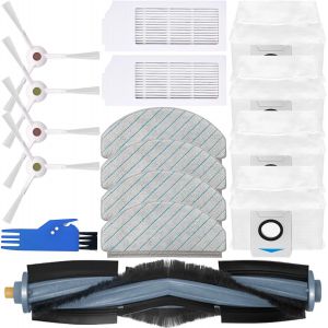 Accessoires De Pièces De Rechange Pour Ecovacs T10 Plus Aspirateur Robot, 1 Brosse Principale, 4 Brosses Latérales, 2 Filtres Hepa, 4 Sacs À Poussière, 4 Tampons De Vadrouille (15 [SSE7112814] - Neuf
