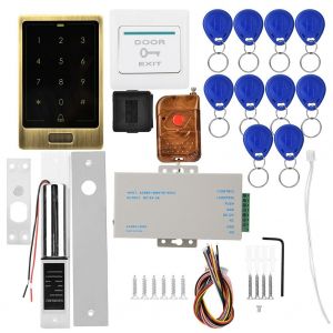 Kit de controle d'acces de porte en bronze 023ID avec verrouillage magnetique, lecteur de carte d'identite et telecommande - Neuf