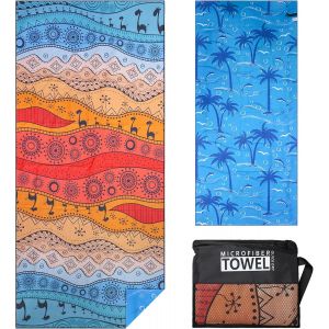 Serviette De Plage Homme Femme Xxl Grande Microfibre L&eacute;ger Et Doux Anti Sable S&eacute;chage Rapide Drap De Plage Avec Sac En Filet 80&times;180cm Chameau Du D&eacute;sert 1pc - Neuf