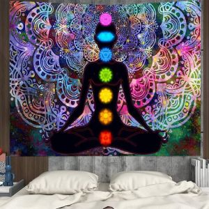 Tapisserie,Tapisserie Murale Mandala,Tapisserie Méditation,Tapisserie Mandala Colorée,Tenture Murale Yoga Mandala,Avec Kit D'installation,Pour Chambre À Coucher Salon Dortoir,Studio Room Decor - Neuf