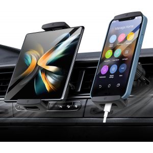 Support de voiture pliable en Z [rotatif &agrave; 360&deg;, prise en main ferme et ne tombe jamais] Support de tablette pour voiture, iPad Mini pour Samsung Z Fold 7 6 5 4 3 iPhone 17 16 15 14 13 12 Pro - Neuf