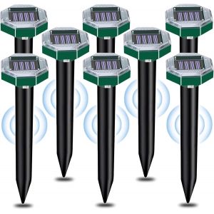 VornixorSarlshop8 Pi&egrave;ces Anti Taupe Solaire Vibration et Ultrasons,Anti Taupe Ultrason Solaire avec IP65 Imperm&eacute;able,Taupe Solaire Repulsif,Repousse Les Taupes et Autres Rongeurs pour Le Pelouses et - Neuf