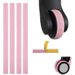 KALANKA-4 pcs Housses de Roue de Bagages, Housse De Roue De Bagage en Silicone, Roues de Bagages Housse Silicone, R&eacute;duction des Vibrations Sonores, Protection pour Prot&egrave;Ge Roues De Bagages, Rose - Neuf