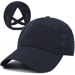 Femme Criss Cross Ponytail Baseball Cap Réglable High Messy Bun Ponycap Quick Drying Hat - Neuf