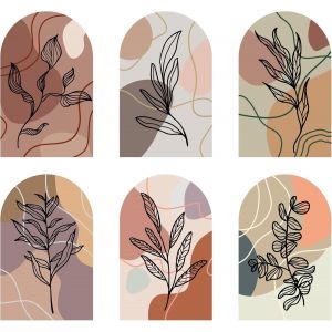 ERYI-2 Feuilles Boho Plants Autocollants Muraux Vinyle Diy Formes Géométriques Arquées Art Autocollants Pour Salon Chambre À Coucher Bureau À Domicile Décorations Murales - Neuf